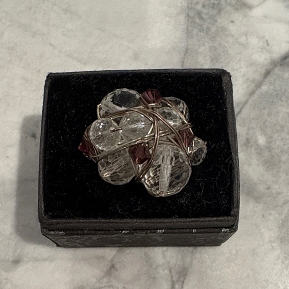 Jewelry - Elegant Silver and Crystal Ring Handmade